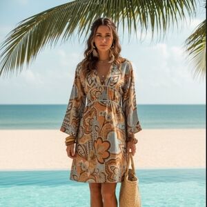 Lolita Jaca St Barth Silk Printed Dress S/M